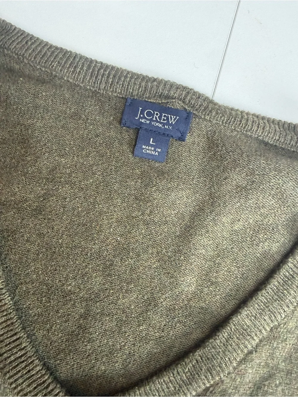 J.Crew Men's V-Neck Sweater Olive size L